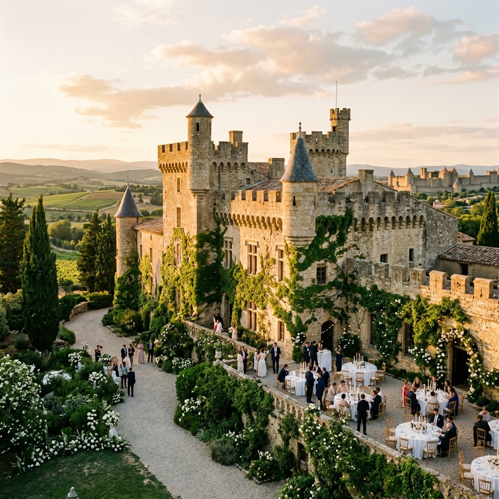 Mariage dans un château près de Carcassonne : Le choc poétique des vieilles pierres et des émotions spontanées